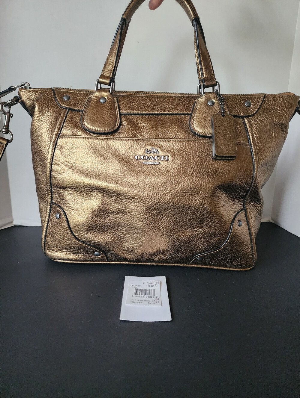 ✨️NWT✨️ Coach Metallic Brass Mickey 2Way Satchel, 2015, $450 MSRP